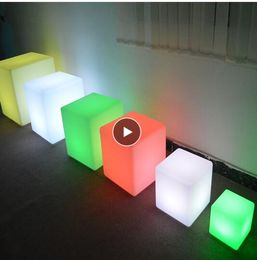 Glowing Cube Square Stool LED Light Cube Seat Chair Waterproof Rechargeable Lighting Sitting Stool Multipurpose Lights