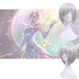 Wholesale free shipping >>>>USA Ship LOL The Lady Of Luminosity short straight silver LUX Cosplay Full Wig
