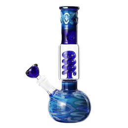 Blue Pattern Glass Joint Water 10.7 inch Hookah Pipe Dab Rig Handmade Bubbler for Smoking Tool Glass Bong Oil Rig