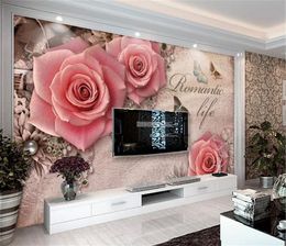 custom wallpaper 3d new retro threedimensional rose jewelry indoor tv background wall decoration mural wallpaper