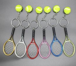 Mini Tennis Racket Keychain Key Ring Cute Sport Charm Tennis Ball Key Chain Car Bag Pendant Keyring Gifts