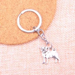 New Keychain 20*22mm dog pug Pendants DIY Men Car Key Chain Ring Holder Keyring Souvenir Jewellery Gift
