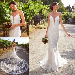 kitty chen mermaid elegant wedding dresses spaghetti neck lace appliqued open backless beaded bridal gowns court train wedding dress