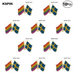 Rainbow&Sweden Pride Lapel Pin Flag badge Brooch Pins Badges 10Pcs a Lot