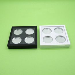 4 grids white Black ps eye shadow/blush/face cream plastic box with transparent flip cap fast shipping F1009