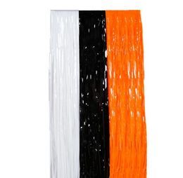 50pcs Black/White/Orange Plastic Shimmer Tinsel Curtain Birthday Halloween Party Backdrop Doorway Decorations