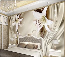 Custom wallpapers modern wallpaper for living room Golden lily 3d wallpapers European-style 3D stereo TV background wall