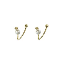 Fashion-Imitation Pearl C Shape Stud Earrings for Women Jewelry Metal Gold Color Twisted Geometric Irregular drop Earrings Gifts