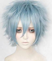 free shipping Charming beautiful Hot sell Quality New My Boku no Hero Academia Tomura Shigaraki Short Mixed Grey Blue Cosplay Hair Wig