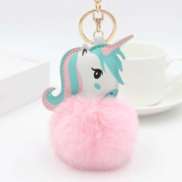 Cute Fluffy Pompom Faux Rabbit Fur Ball Keychains Key Rings Key Holder Trendy Jewellery Bag Accessories Gift