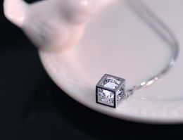 Wholesale-High-quality Silver-plated pendant square cube love window Ladies fashion crystal Jewellery manufacturers, wholesale Chainless