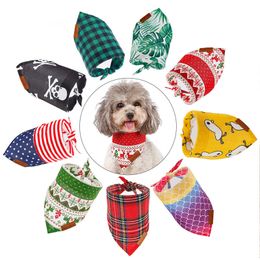 Festival gifts Pet Dog Bow Tie Collar Head Scarfs Dog Bandana Triangle Bibs Dog Kerchief Free shipping