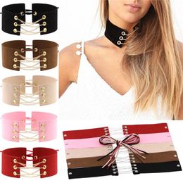 Multilayer Wrap Choker Necklace Collars Torques lace Up gold chains necklace jewelry women necklace jewelry