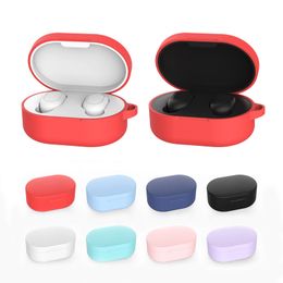 Silicone Case for Redmi AirDots Wireless Bluetooth Headset Protective Cover with Carabiner Hook Earphone Case free shipping