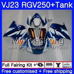 Body+Tank For SUZUKI VJ21 RGV250 88 94 95 96 97 98 309HM.2 RGV-250 VJ23 VJ 22 RGV 250 1988 1994 1995 1996 1997 1998 Blue white hot Fairing