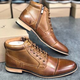Designer Martin Boots Men Ankle Shoes Western Cowboy Boot with Zip on Side Fashion Men Shoes Party Wedding Shoes with Box US12