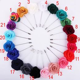 Flower Lapel Pin Rose for Wedding Handmade Boutonniere Stick Boutineers for Men 21Pcs Assorted Color