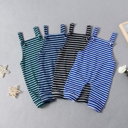 5 Colours Baby Striped Rompers Clothing Toddler Girls and Boys Suspender Jumpsuits Infant Sling Romper Boutique Baby Climbing Clothes M2100