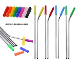 DHL Free shipping Reusable Stainless Steel Metal Drinking Straw Bent and Straight Type and Cleaner Brush For Home Party Bar Accessories