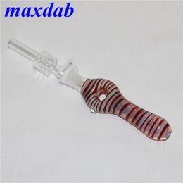 Glass nectar pipe Kit with Quartz Tips Dab Straw Oil Rigs Silicone Smoking Pipe ash catcher