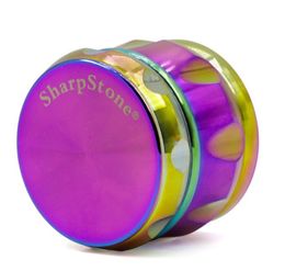 Newest 63mm 4part Drum Rainbow Metal Sharpstone Herb Grinder Zinc Alloy Tobacco Rainbow Grinder for smoking dry herb Crushing machine