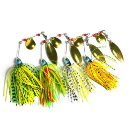 HENGJIA 100pcs spinnerbaits Rotating sequins lead head Fluff pike fishing Lures buzzbaits little fat 17.4g isca pesca fishing tackles