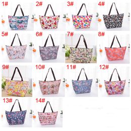 Oxford Cloth Print Lunch Bag Folding Insulated Lunch Handbag Camping Aluminium Foil Large Capacity Portable Food Bags Cleanable VT1560