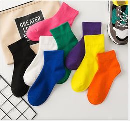 New Kind of Pure-colour Women's Socks Candy-coloured All-cotton Ribbed Socks Children Autumn and Winter