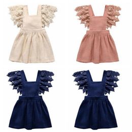 Kids Lace Suspender Dresses Solid Princess Party Dress Summer Formal Dance A-line Tutu Dress Pageant Holiday Boutique Clothing A5279