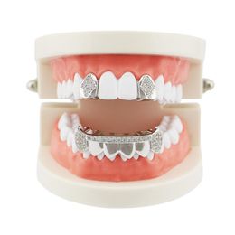 Grills Punk Teeth Grillz Set Gold Silver Teeth Grillz Top & Bottom Grills Dental Mouth Caps Cosplay Party