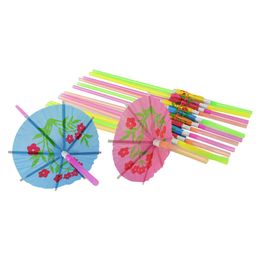 Cheap Plastic Straw Cocktail Parasols Umbrella Drink Picks Wedding Event Party Supplies Holiday Luau Sticks KTV Bar Cocktail Decorations