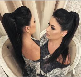 New Arrival Ponytail Hair Extensions Silky Straight For Women 120g Colour #1B Natural Black 100% Remy Human Hair PonyTail Extensions