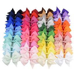 40pcs/Lot Multicolor Solid Grosgrain Ribbon Hair Bows With Clip Girls Handmade Boutique Hair Clips Barrette Hair Accessories