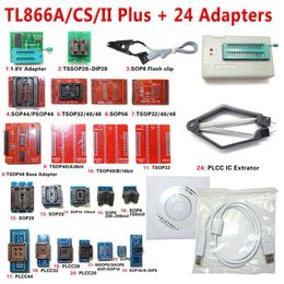 Freeshipping V8.11 TL866ii Plus TL866CS TL866A Minipro Programmer + 24 Adapters EEPROM PIC AVR BIOS nand Programmer mcu Bios EPROM