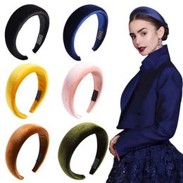 Woman sponge headband girls Candy Colour Velvet Hair Hoop Stretchy Thick Headpiece Hair band Girls Boutique hair Accessories 19 Colours M228