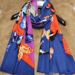 Wholesale-New brand design 3 Colour print butterfly pattern size 185cm *67cm cashmere material long scarves pashmina scarf for women.