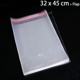 100pcs 32 x 45 cm Clear Self Adhesive Plastic Bags For Food Fresh-keeping Package Clothing Jewelry Packaging Bag