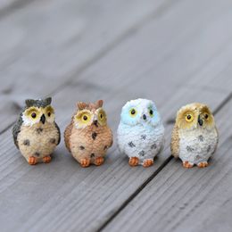 Terrarium Decor 2 PCS Cute Owls Animal Resin Miniatures Figurine Craft Bonsai Pots Home Fairy Garden Ornament Decoration