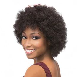 SHUOWEN Synthetic Wig Simulation Human Hair Soft Wigs 4 Colors Full Kinky Curly For Black Women HRTT03