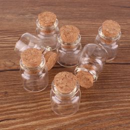 100pcs 22*25*12.5mm 4ml Mini Glass Wishing Spice Bottles Tiny Jars Vials With Cork Stopper pendant crafts
