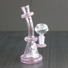 6.5 Inches Pink Oil dab rig Glass bong Hookahs Beaker Water Pipes with 14mm Bowl for Smoking chicha shisha