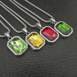 2018 Hip Hop gold & Silver Colour Artificial gem Head Pendant Necklace For Men 316L Stainless Steel Mans Male Jewellery Friend Gift