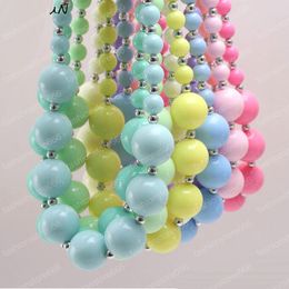 New Arrivel Solid Color Candy Acrylic Kid Chunky Beads Necklace Fashion Bubblegume Bead Chunky Necklace Jewelry Baby Kid Girl