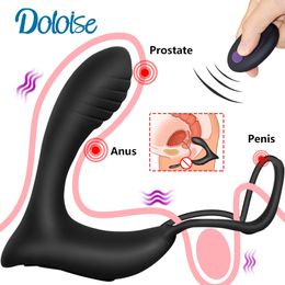 Male Prostate Massage Vibrator Anal Plug Silicone Waterproof Prostate Stimulator Butt Plug Delay Ejaculation Ring Toy For Men Y200616
