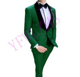 Handsome One Button Groomsmen Shawl Lapel Groom Tuxedos Men Suits Wedding/Prom/Dinner Best Man Blazer(Jacket+Pants+Tie+Vest) 1073