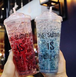 The latest 15.2OZ and 17OZ Drinkware summer crushed ice straw cups plastic cold storage with lids, food-grade materials, support for custom logo