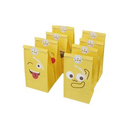 8pcs/set Cute Expression Candy Food Bags Birthday Party Decorations Kids Kraft Paper Gift Bag WB1850