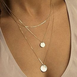 Hot Gold/Silver Layered Necklaces Set/Set of 3 Layered Necklaces Personalised Disc Layering and Long