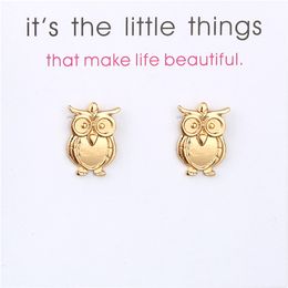 Personality Owl Earrings Alloy Exquisite Gold Silver Colours Stud Earrings Women's Wisdom Charming Card Jewellery Gifts for Girls