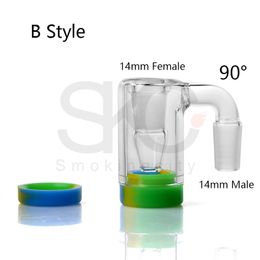 New Glass Ash Catcher With Colours Silicone Container Reclaimer 14mm Ash Catcher For Bevelled Edge 10mm 14mm 18mm Quartz Nails Dab Rig smoking